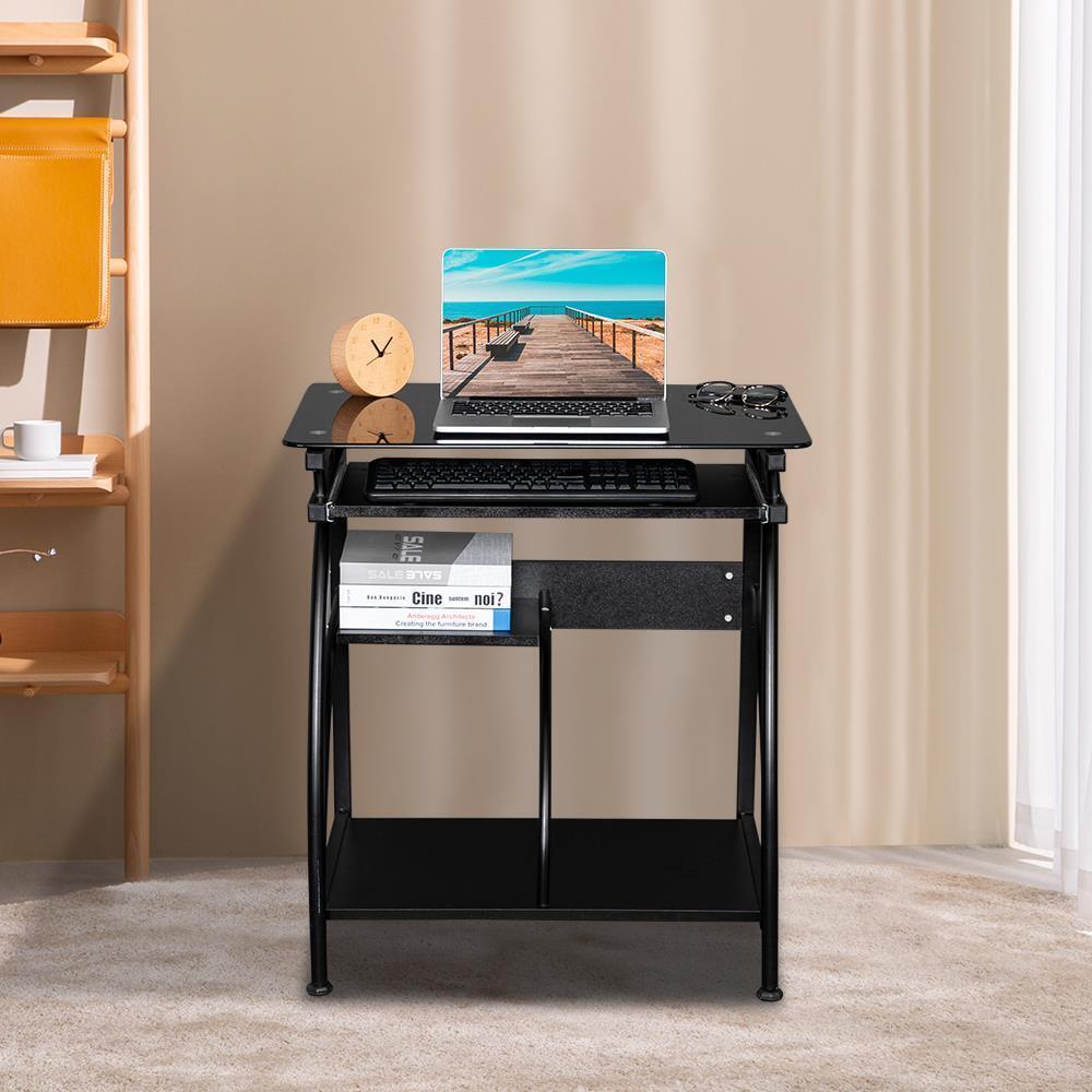 Computer Desk with Pullout Keyboard in Black - Vogue Homes