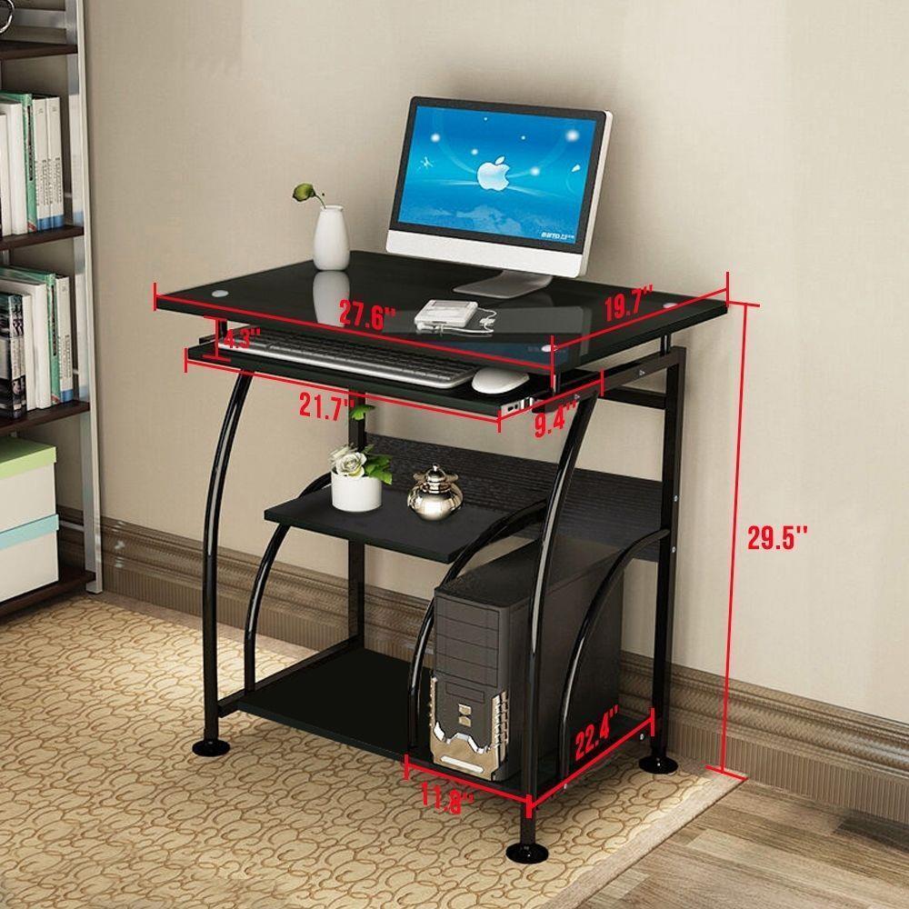 Computer Desk with Pullout Keyboard in Black - Vogue Homes