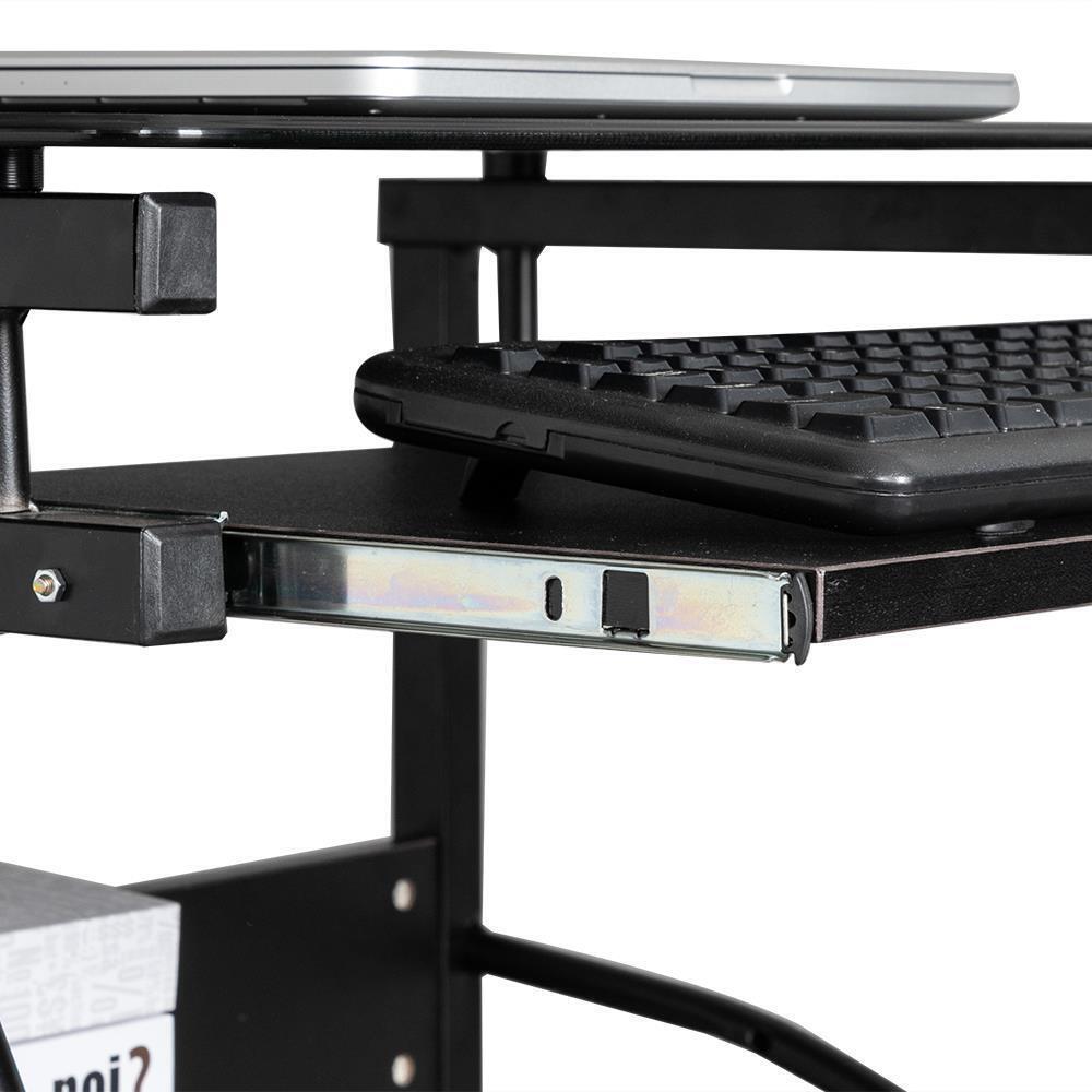 Computer Desk with Pullout Keyboard in Black - Vogue Homes