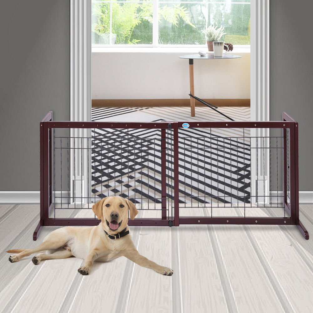 Pet Fence Gate Adjustable in Dark Brown