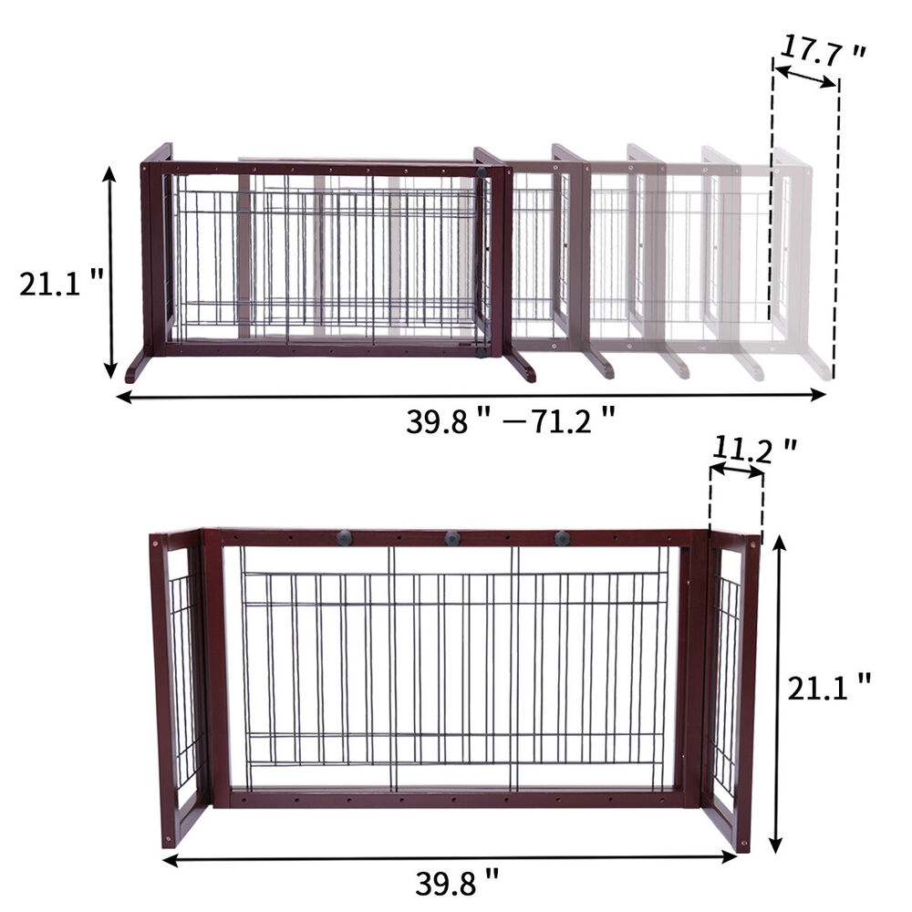 Pet Fence Gate Adjustable in Dark Brown