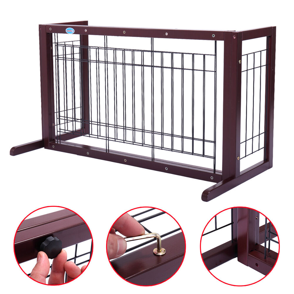 Pet Fence Gate Adjustable in Dark Brown