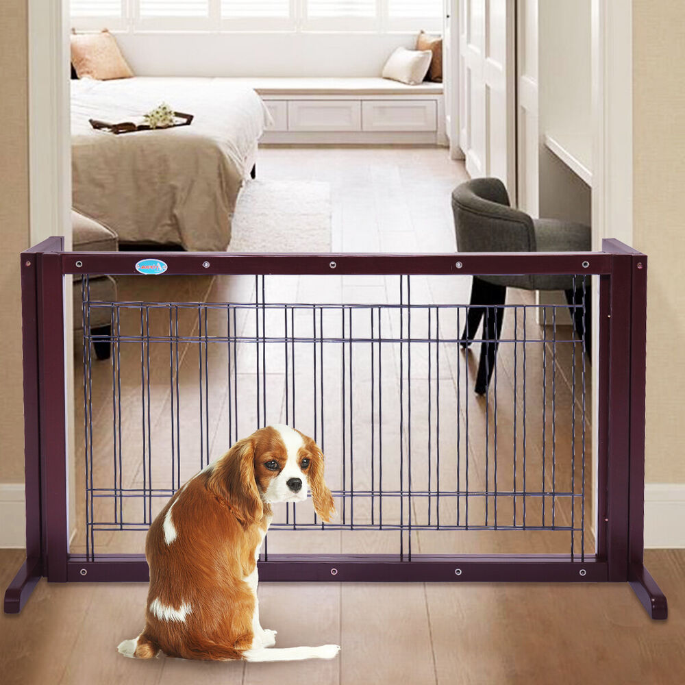 Pet Fence Gate Adjustable in Dark Brown