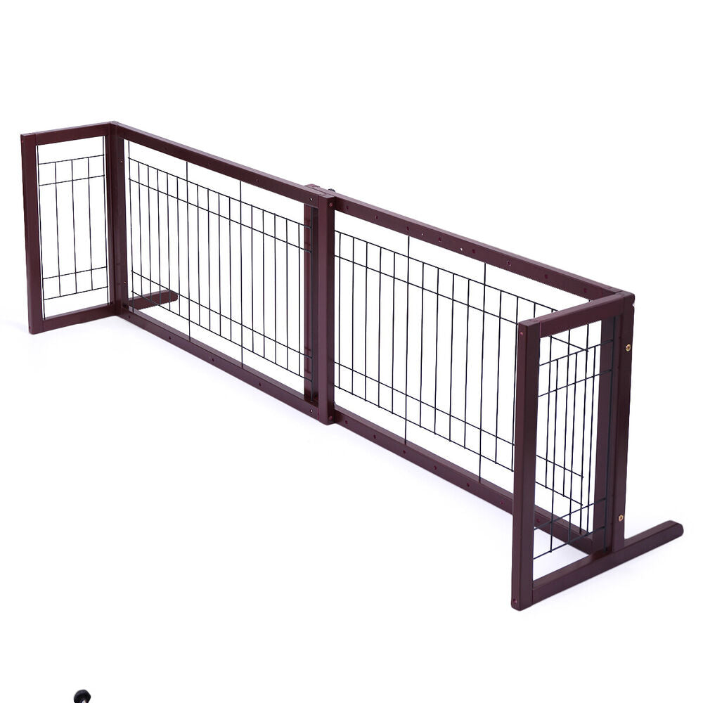Pet Fence Gate Adjustable in Dark Brown