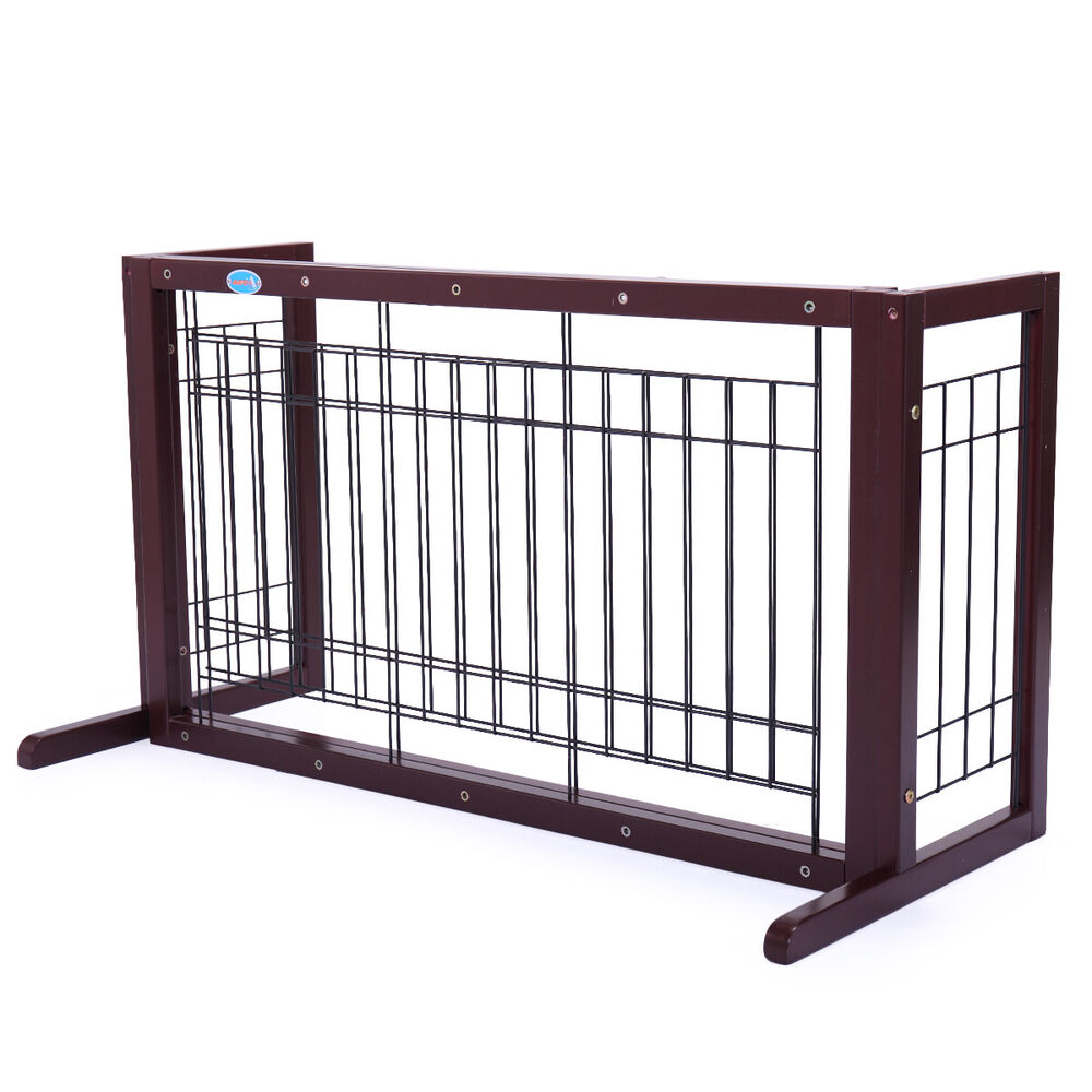 Pet Fence Gate Adjustable in Dark Brown