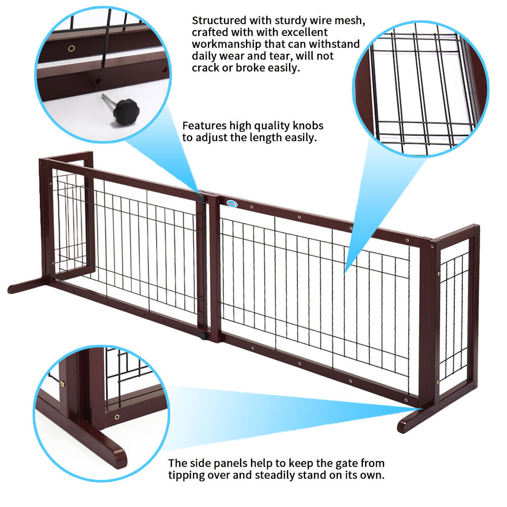 Pet Fence Gate Adjustable in Dark Brown