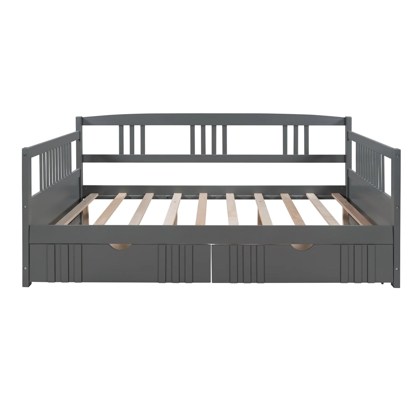 Daybed Wood Bed with Two Drawers in Gray