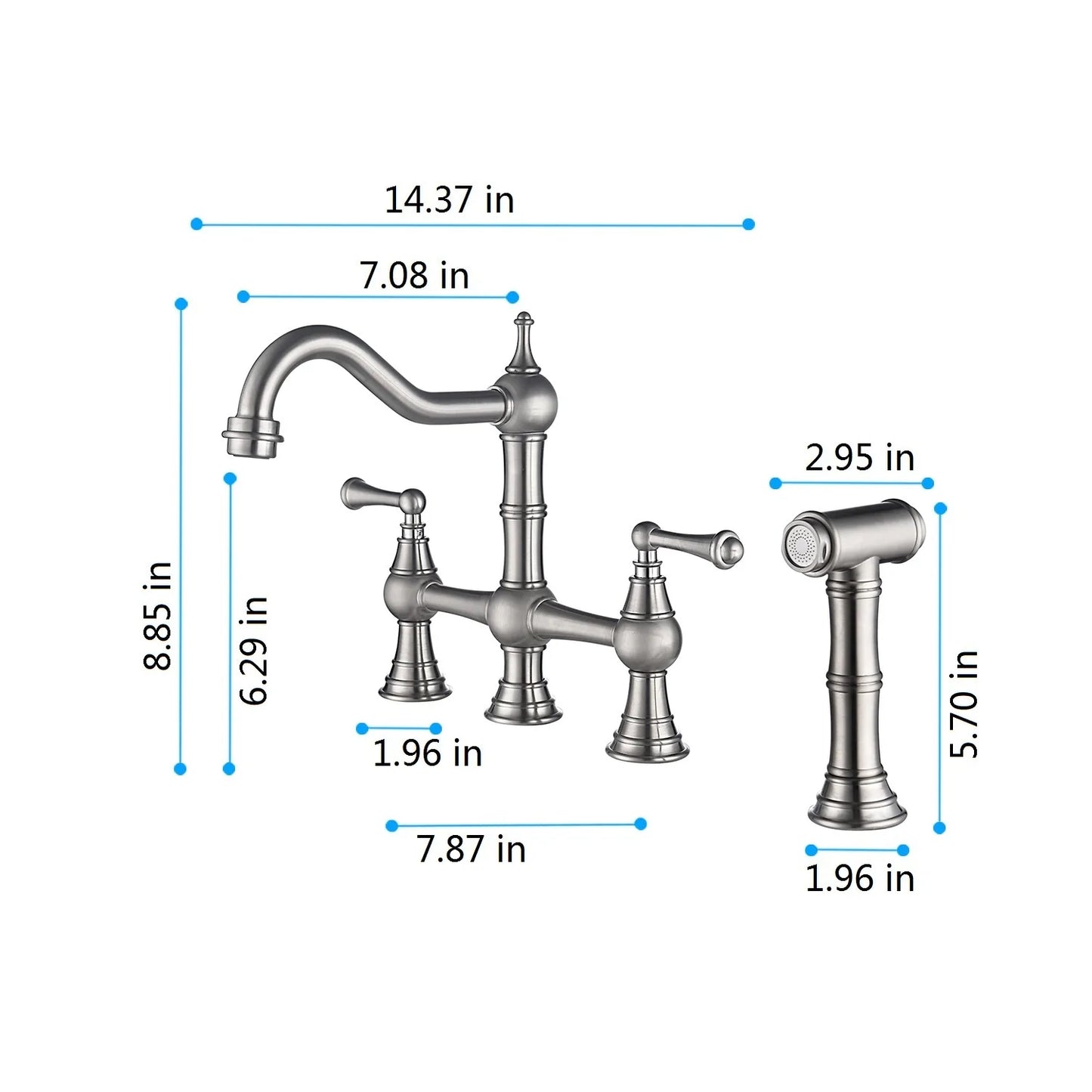 Kitchen Faucet With Pull Out Side Spray in Brushed Nickel