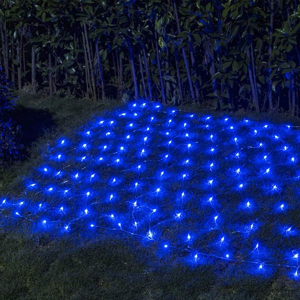 LED Net Mesh Fairy String Lights 4.9x4.9 ft Blue