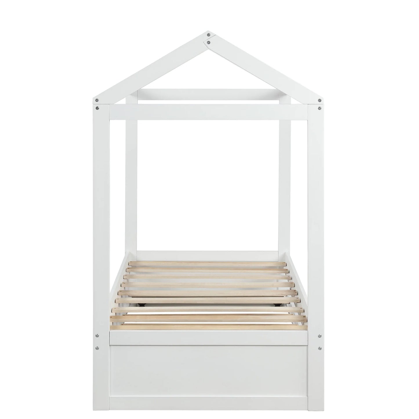 House Bed with Trundle in White