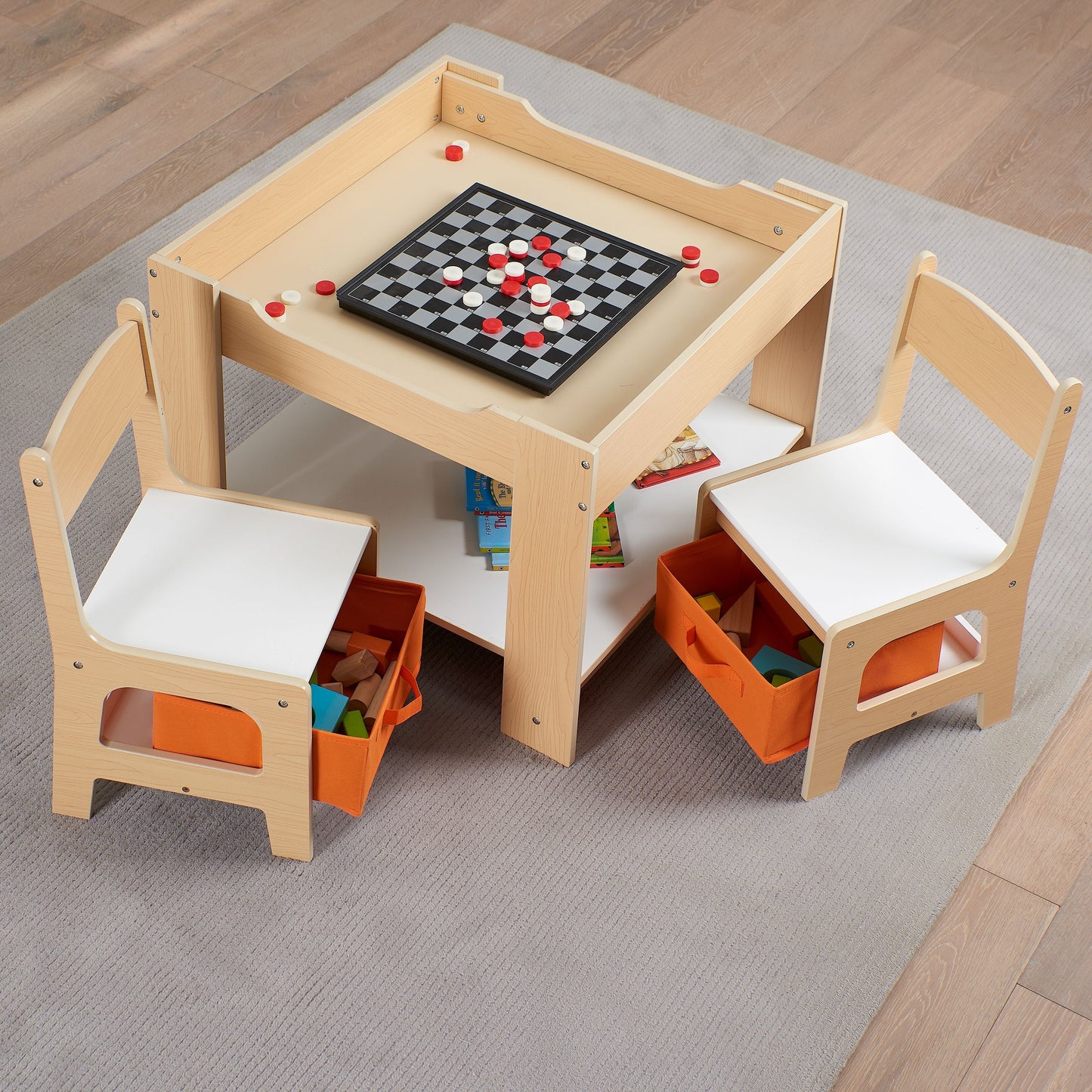 Table and Chairs Set Natural Color 3 Pieces