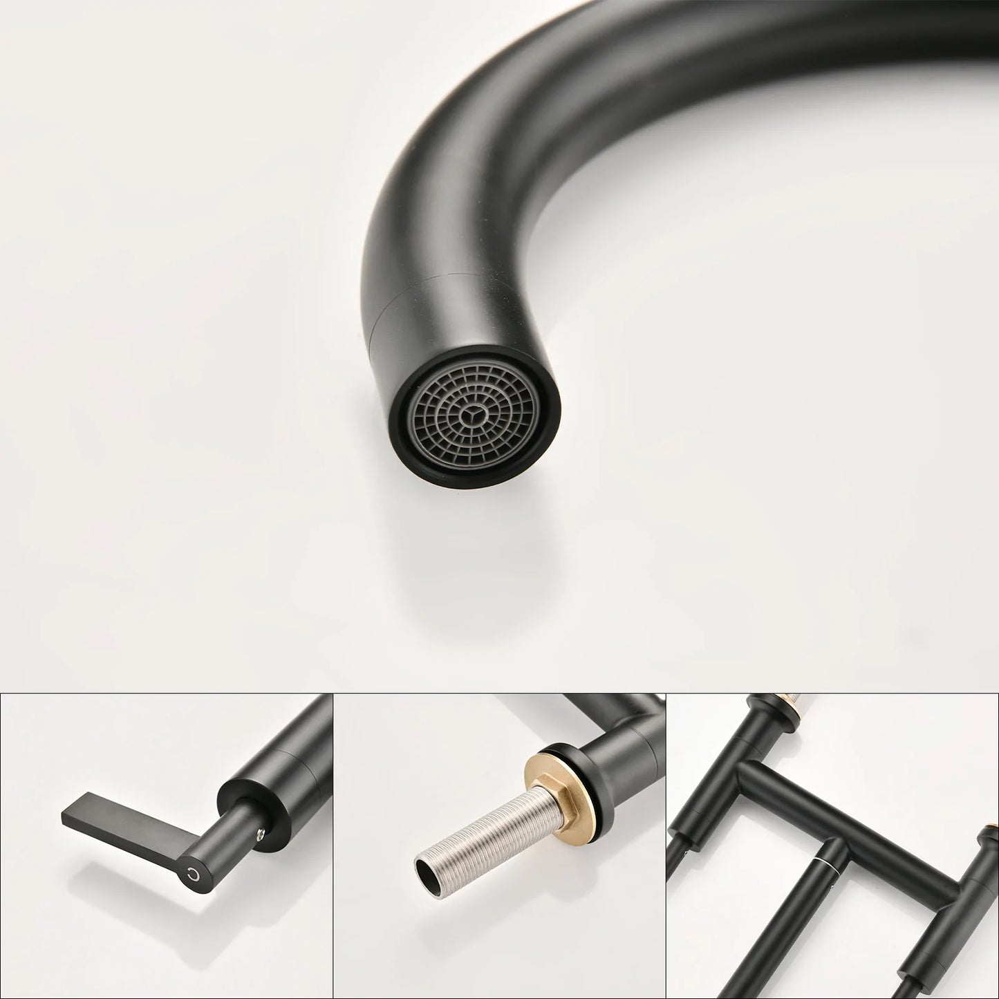 Kitchen Faucet Double Handle In Matte Black