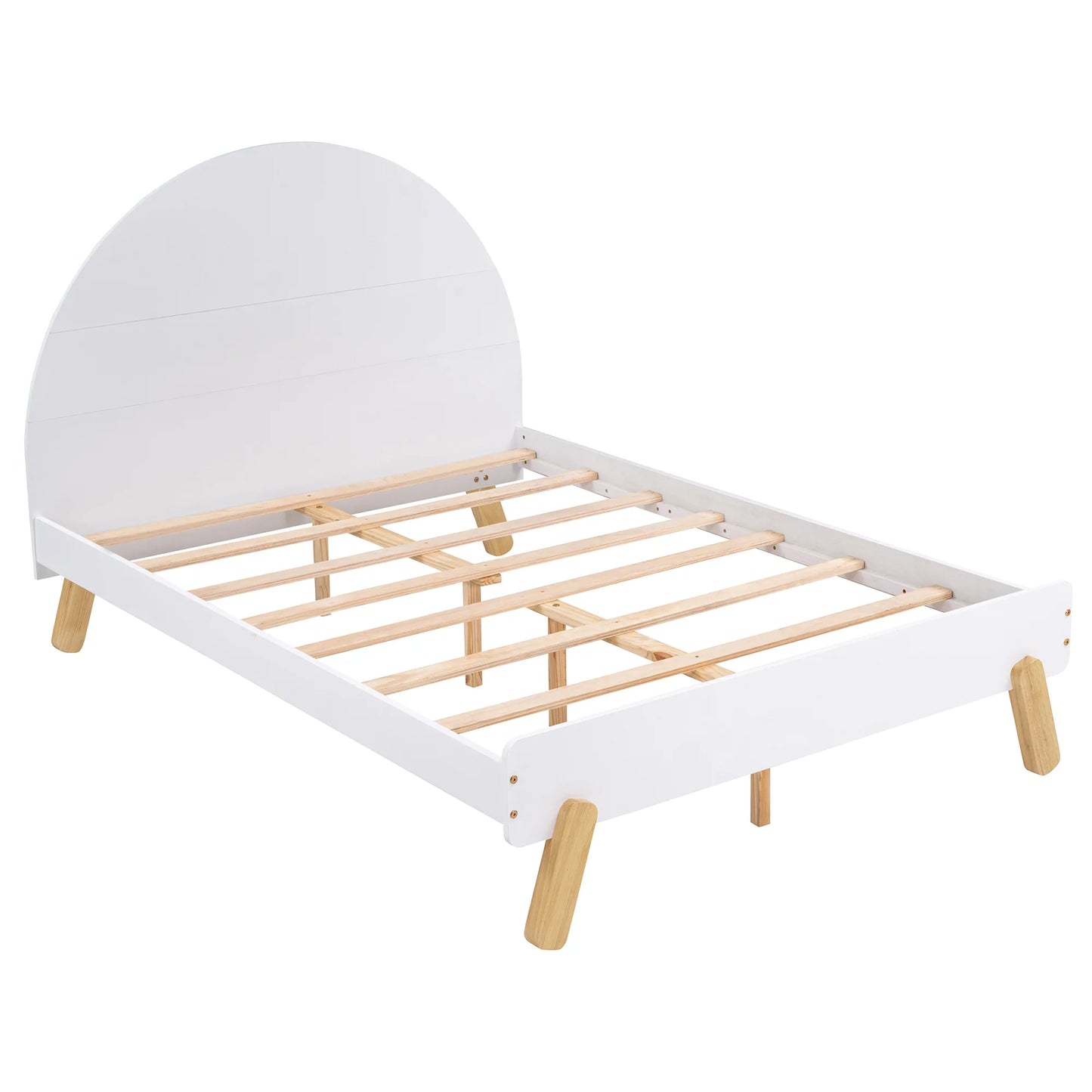 Wooden Bed With Shelf Behind Headboard Full Size in White
