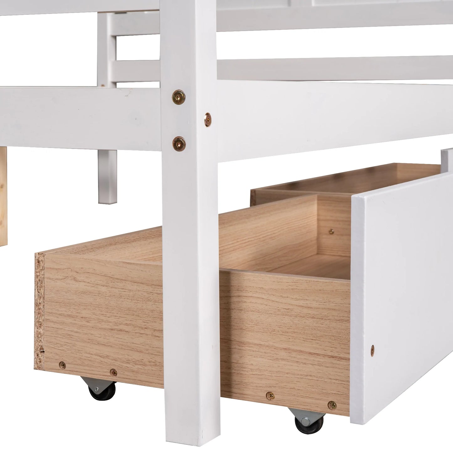 Canopy Platform Bed with Two Drawers With Slat Support Leg in White