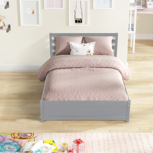 Bed Frame with Headboard and Twin trundle in Full Size Wood