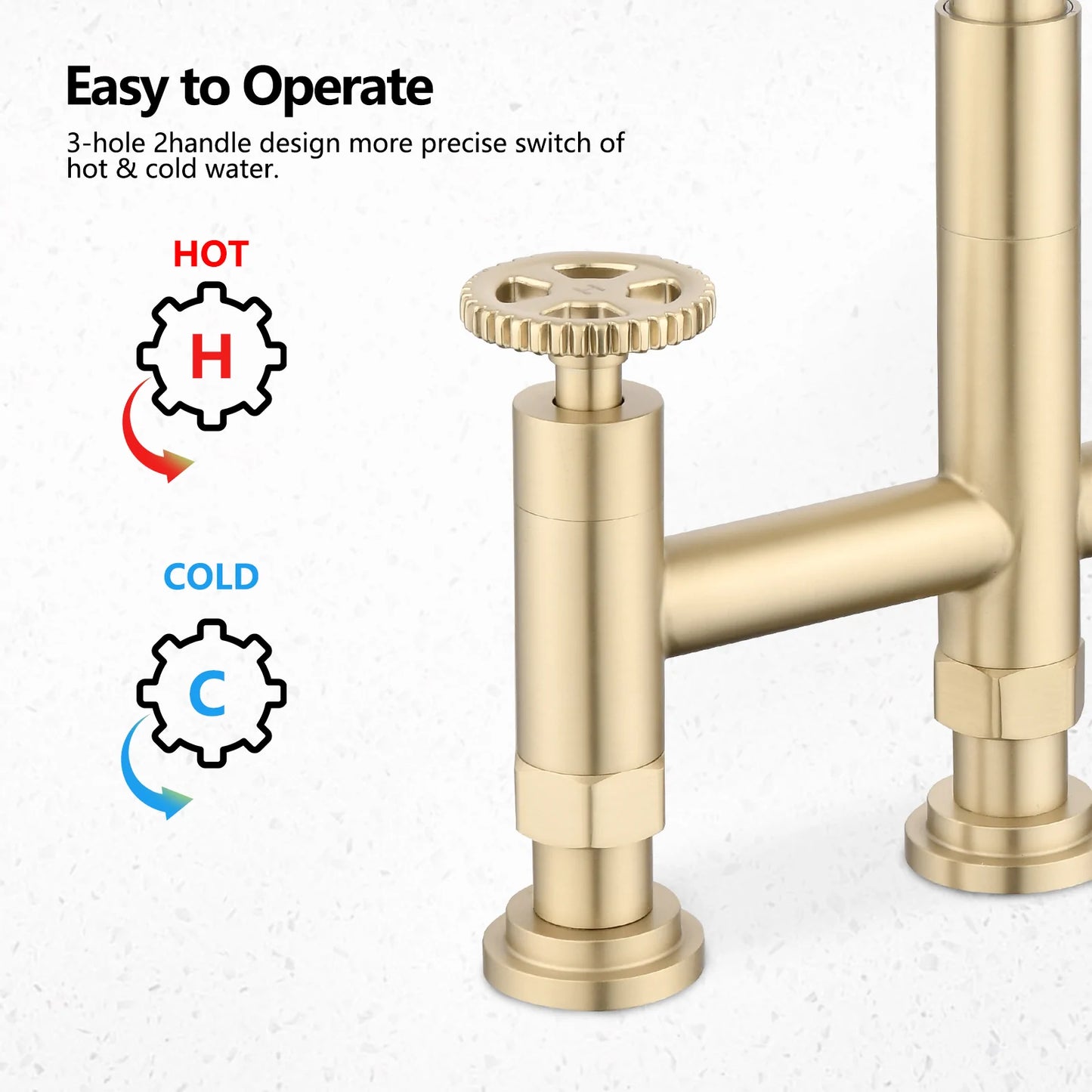 Bridge Kitchen Faucet with Side Spray with Double Handle