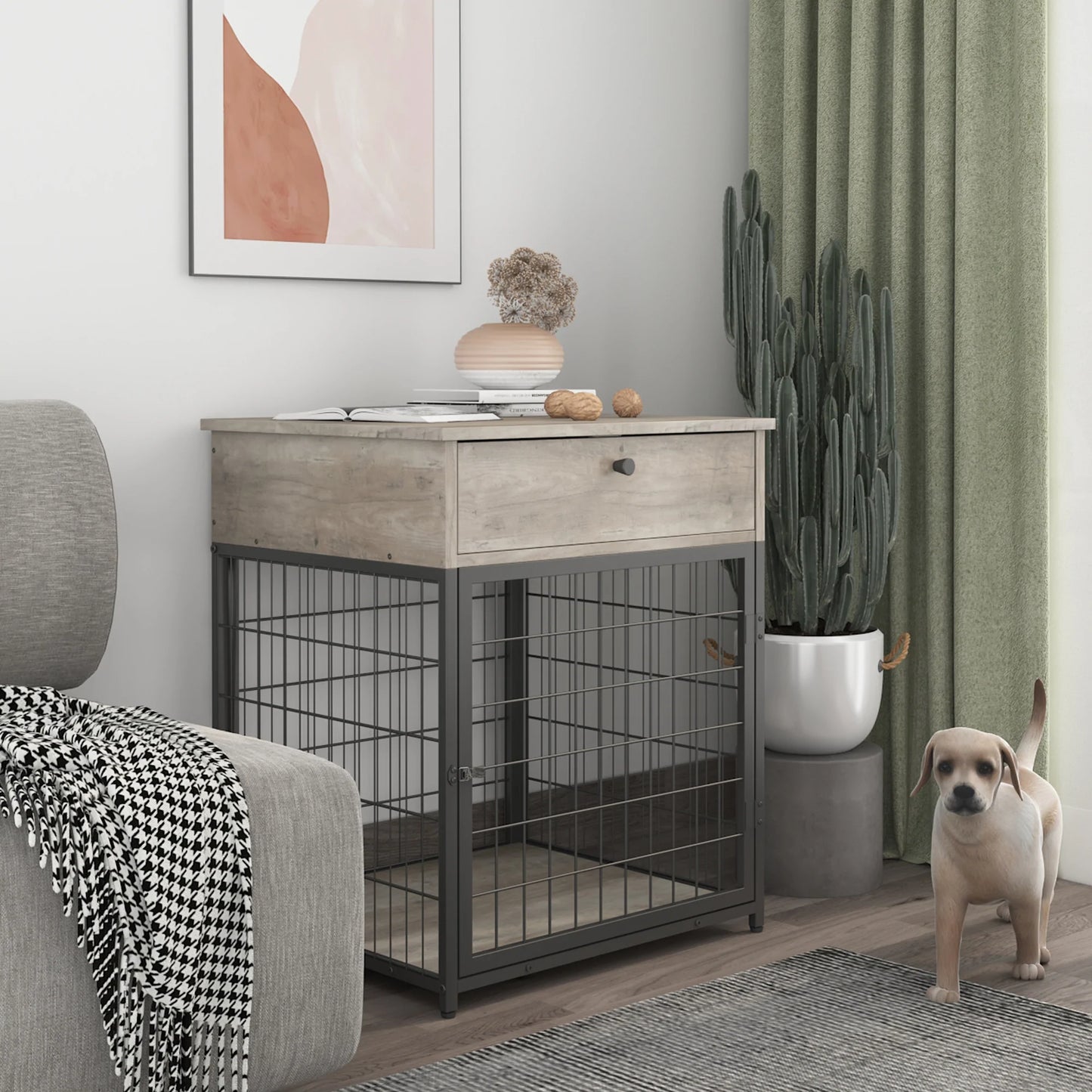 Wooden Crates for Small Dogs in Gray