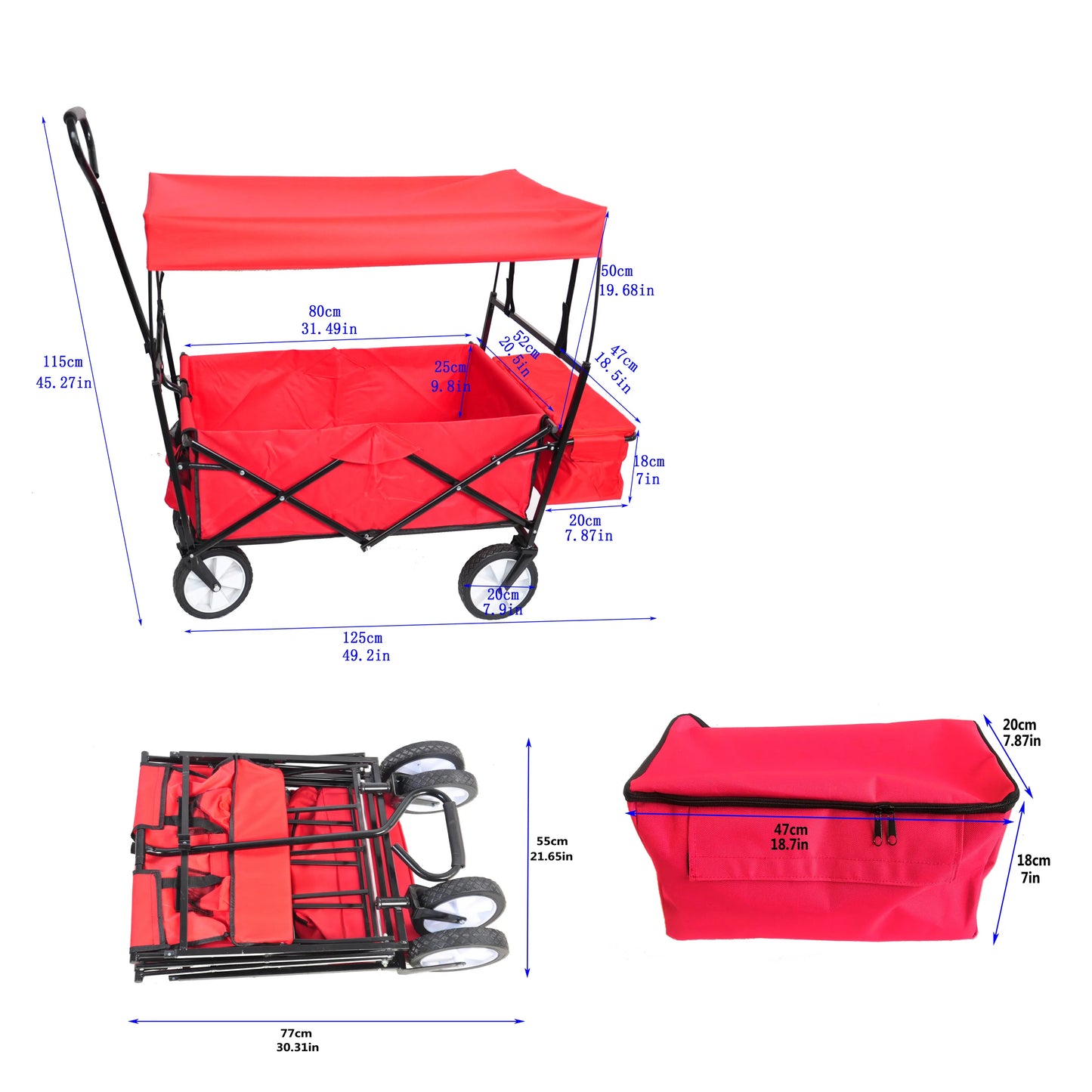 Wagon Cart for Garden in Red