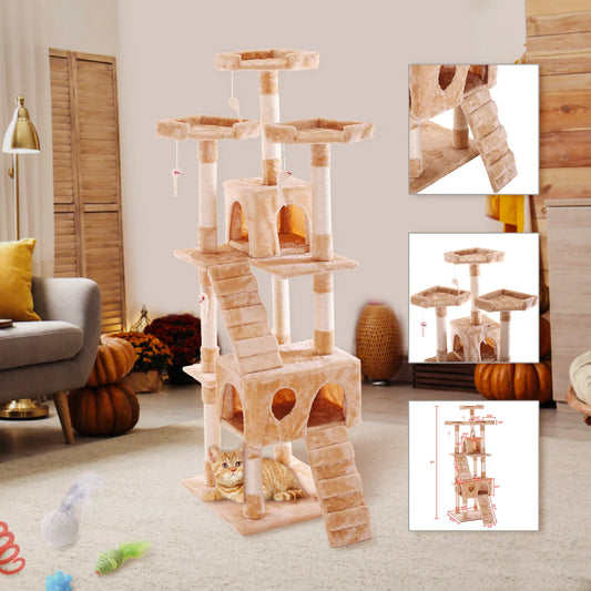 Multi level Pet Tree Scratching Posts Tower with 3 Perches