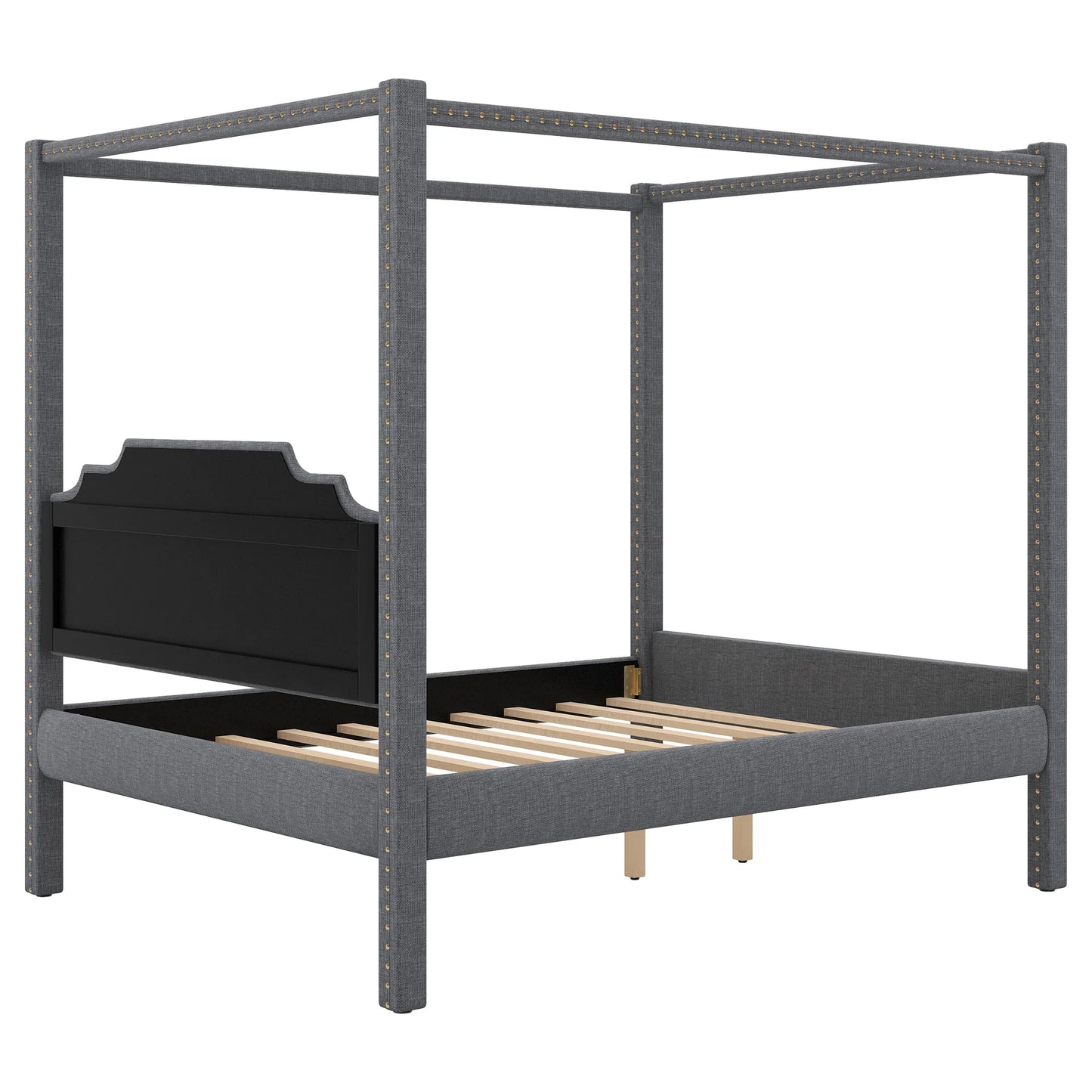 Upholstery Canopy Platform Bed Headboard Support Legs in Gray