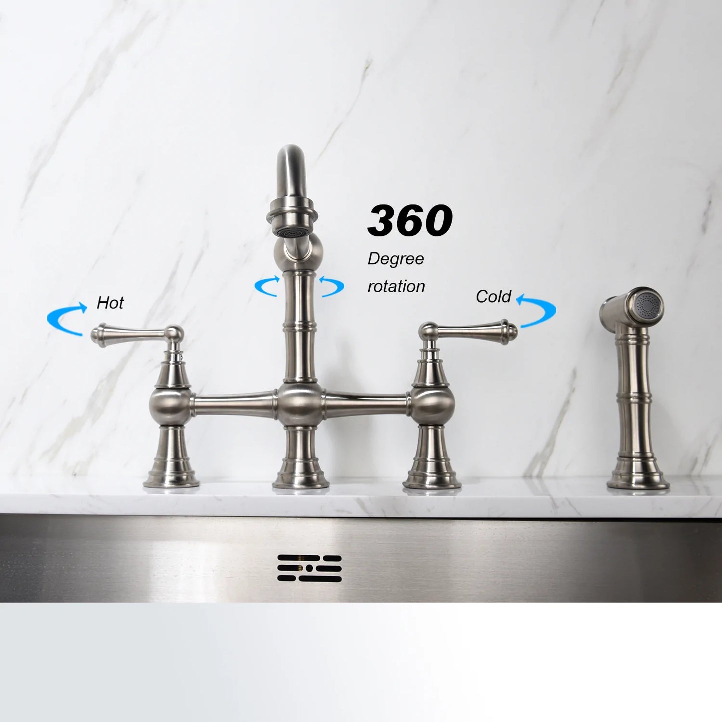 Kitchen Faucet With Pull Out Side Spray in Brushed Nickel