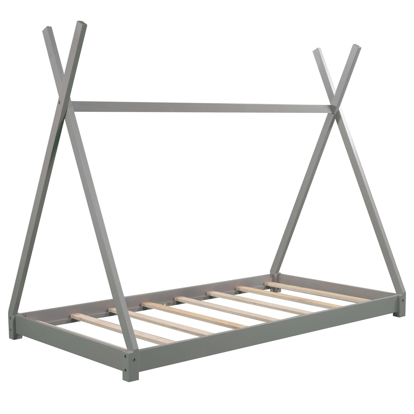 House Platform Bed with Triangle Structure in Gray
