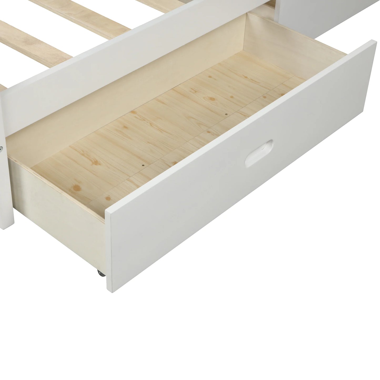 Wood Platform Bed with Two Drawers in Full White