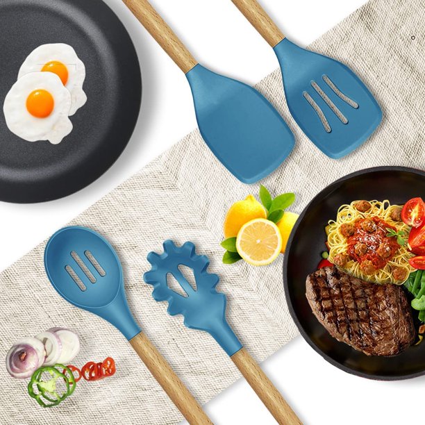 Silicone Cooking Utensils Set Blue