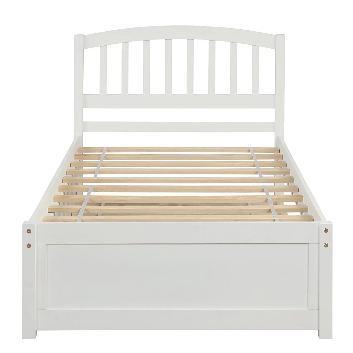 Platform Bed with Trundle in White Twin size