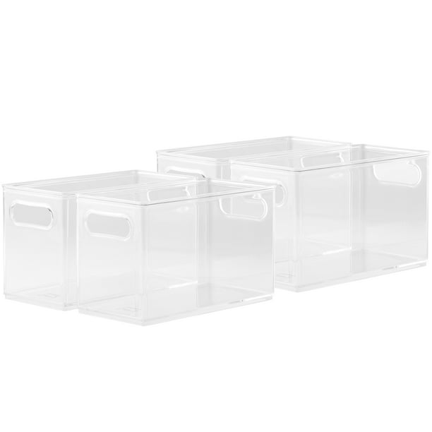 Stackable Modular Bin Clear Plastic 4 Pack