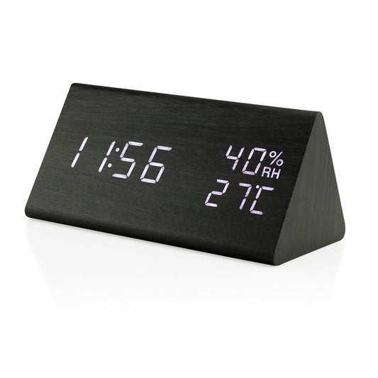 Wooden Alarm Clock in Black
