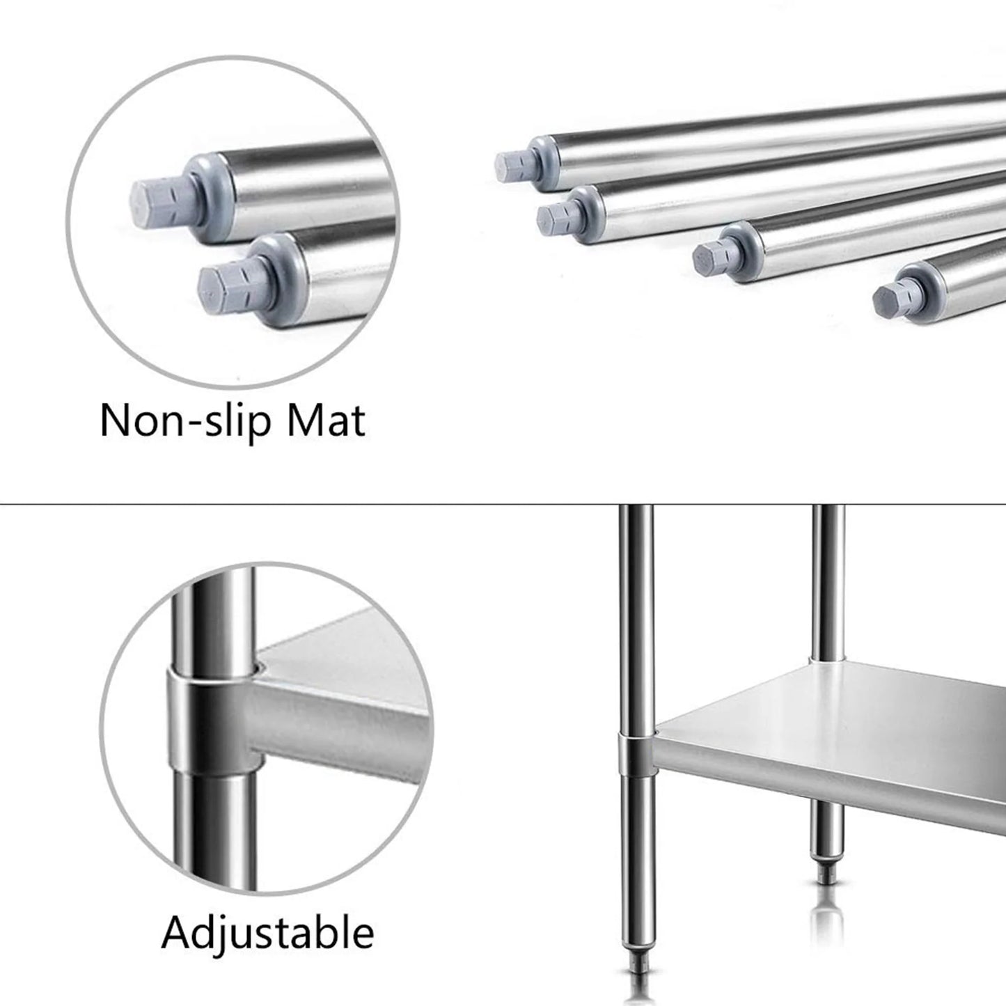Table with Undershelf and Galvanized in Silver
