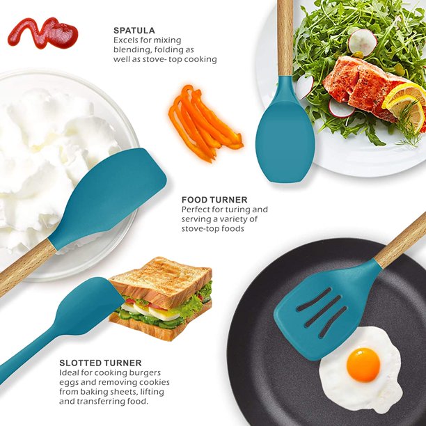 Silicone Cooking Utensils Set Blue