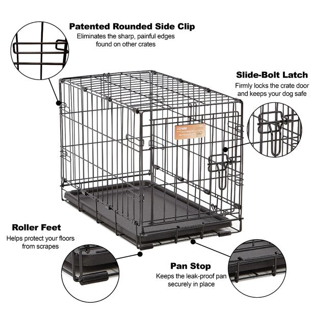 Dog Single Door Metal Crate 22 Inches in Black