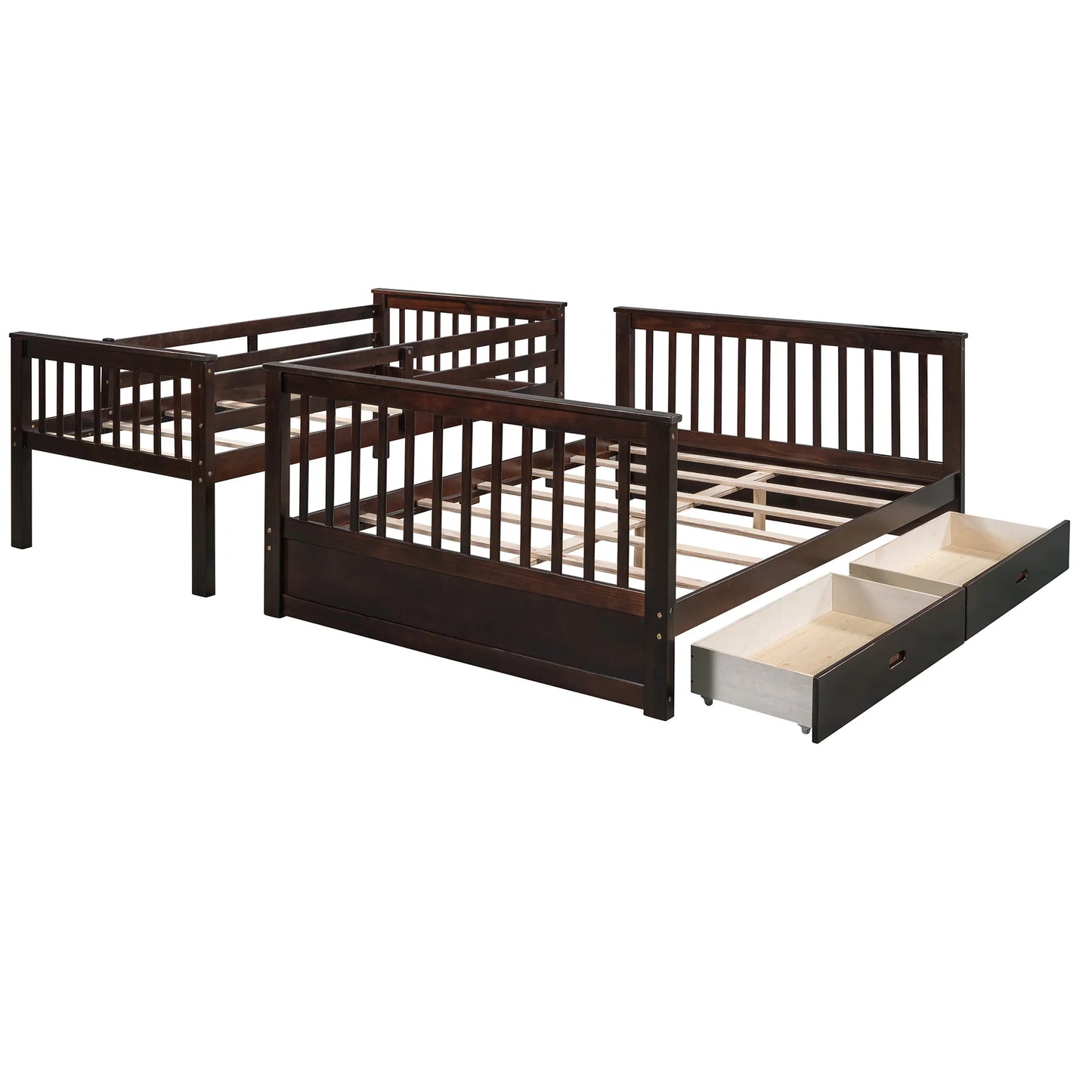 Twin Over Full Bunk Bed Ladders Two Storage Drawers Espresso