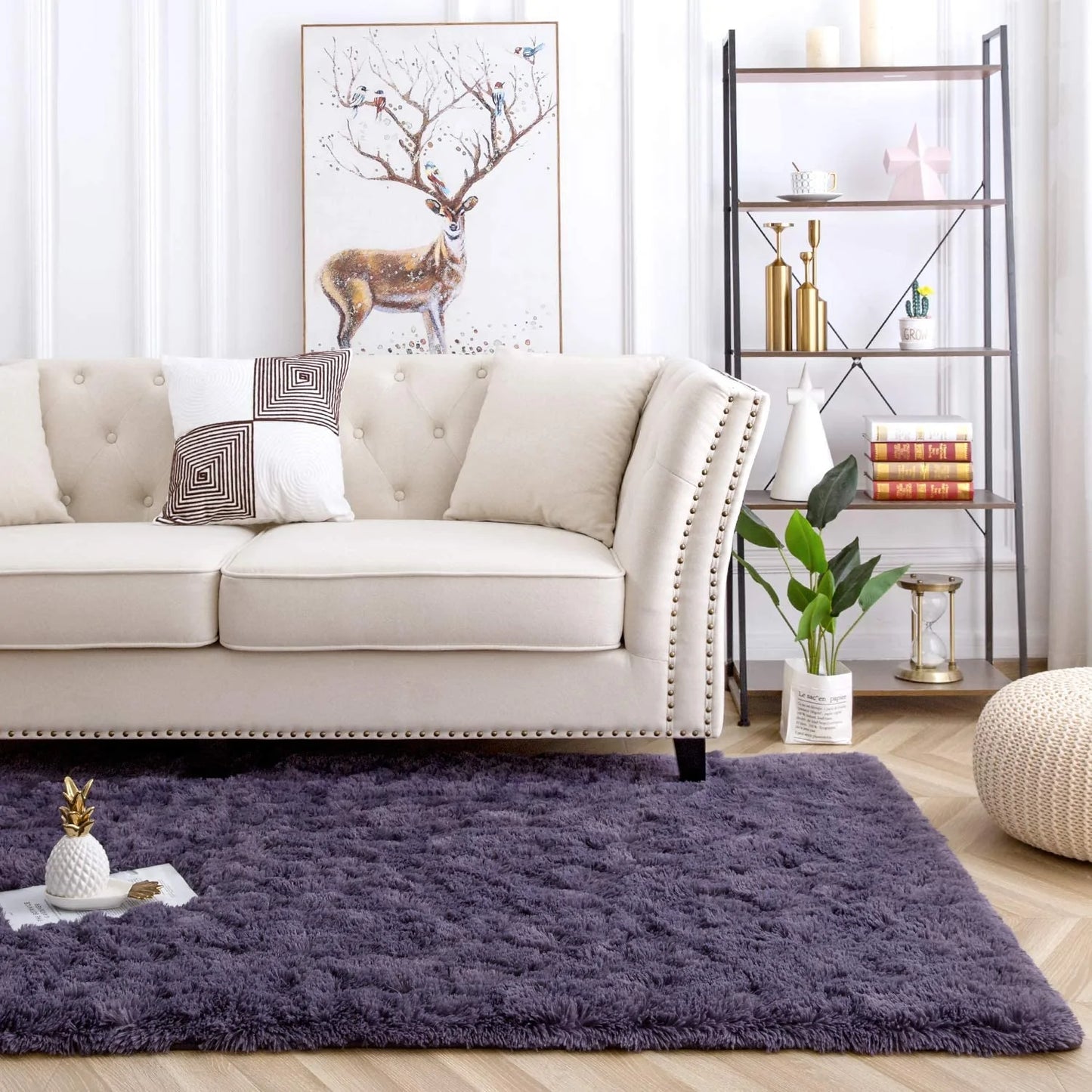 Area Rug Modern Rugs for Bedroom 2x3 Feet Gray Purple