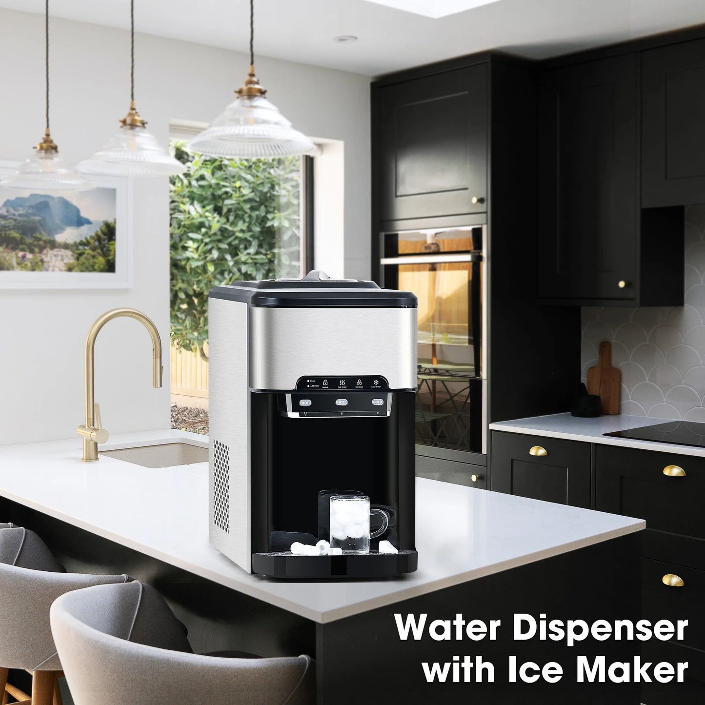 3 in 1 Water Dispenser with Ice Maker Countertop