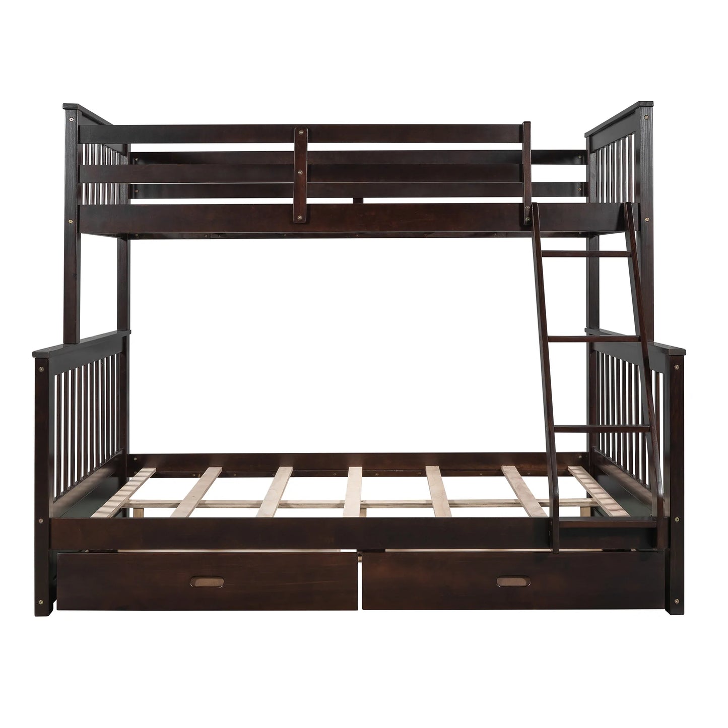 Twin Over Full Bunk Bed Ladders Two Storage Drawers Espresso