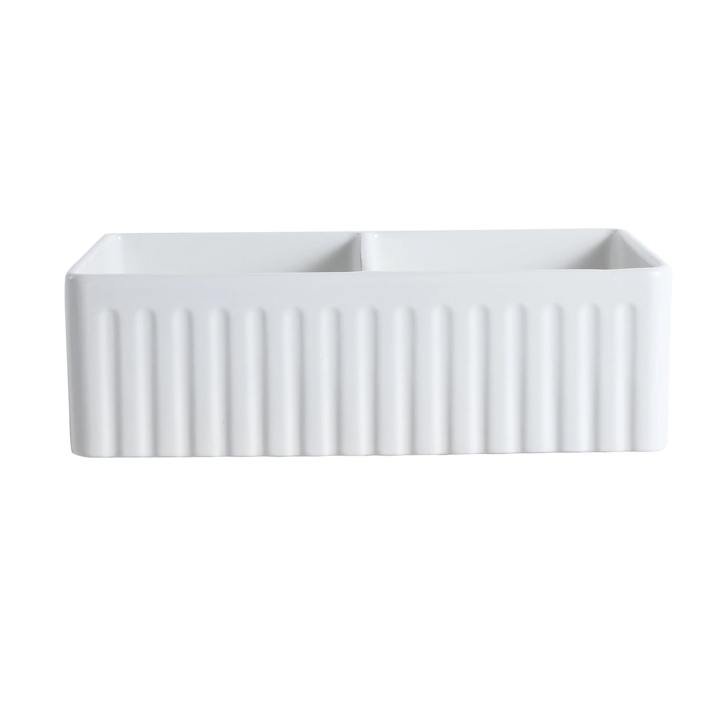 Kitchen Sink Farmhouse Ceramic Sink in 33x20 Inch Gloss White