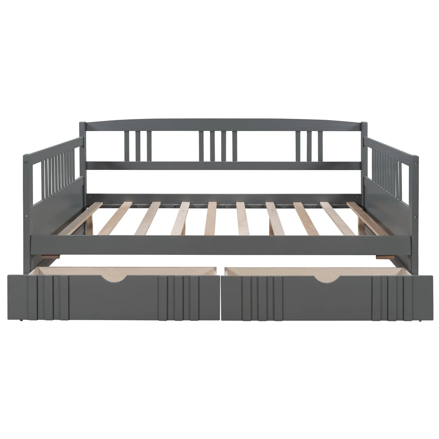 Daybed Wood Bed with Two Drawers in Gray