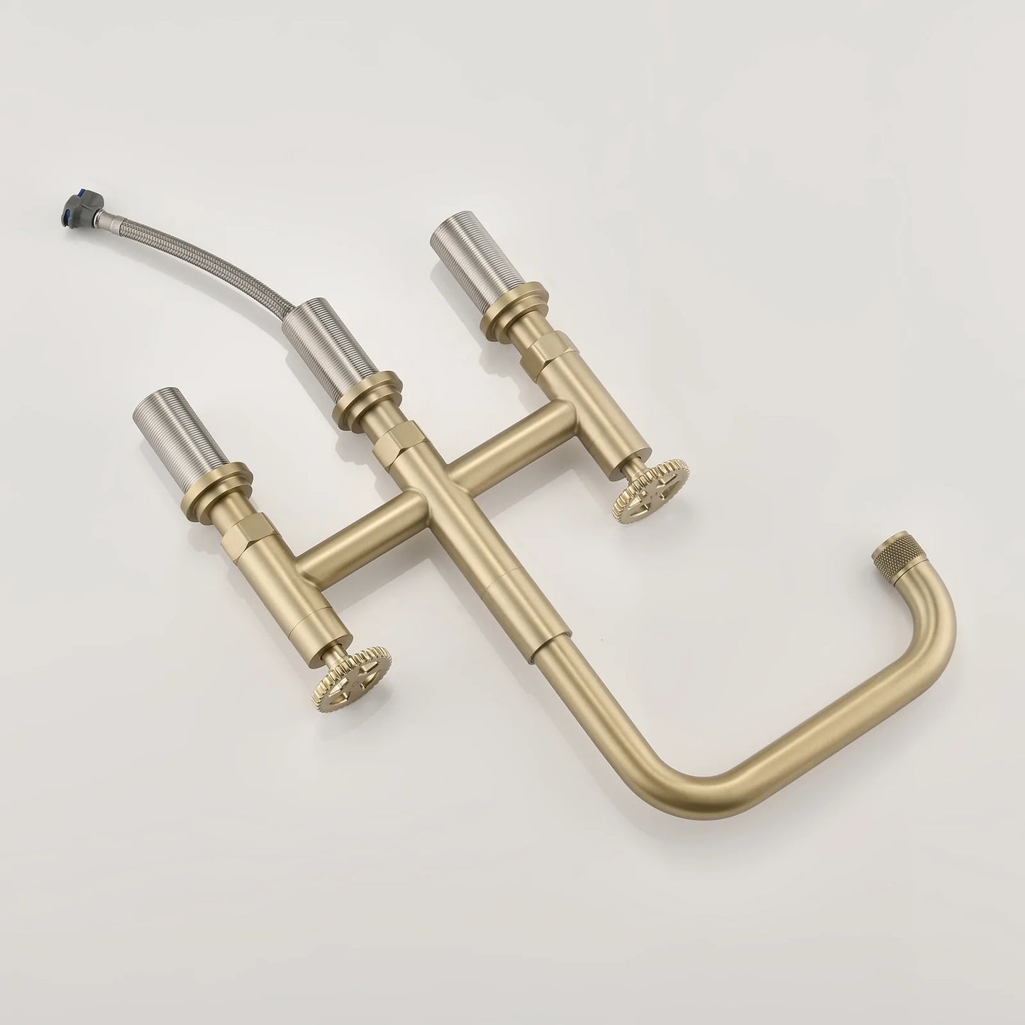 Bridge Kitchen Faucet with Side Spray with Double Handle