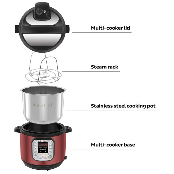 Stainless Pressure Cooker in Red 6 Quart
