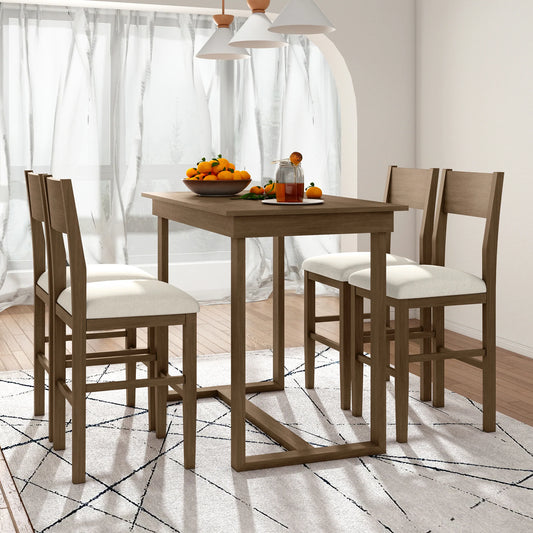 Dining Table Set with4 Dining Chairs for Small Places in Brown