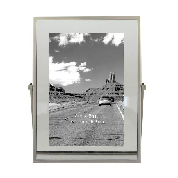 Tabletop Floating Picture Frame Rectangle Metal 4x6 Gray