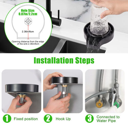 Automatic Glass Rinser Faucet Bottle Washer Cup Cleaner