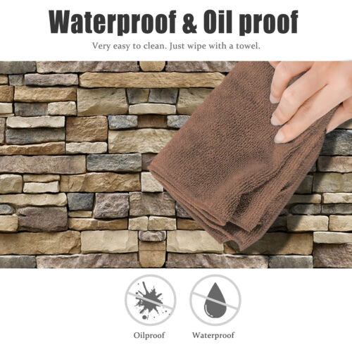 Stone Brick 3D Wallpaper Self Adhesive Peel Sticker 9.9 feet