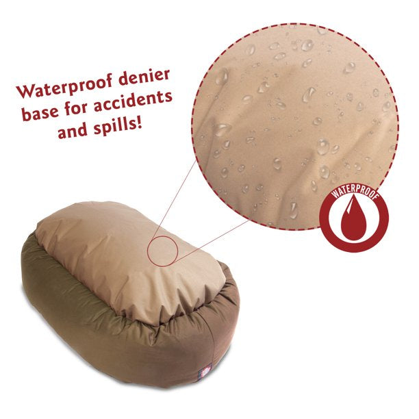 Poly Cotton Bagel Pet Bed For Dogs Khaki Small