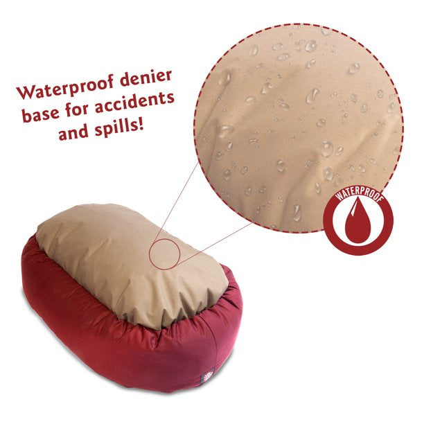 Poly Cotton Bagel Pet Bed For Dogs Red Medium