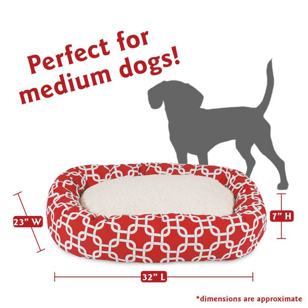 Bagel Pet Bed For Dogs Red Medium