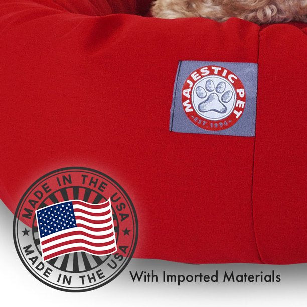 Poly Cotton Bagel Pet Bed For Dogs Red Medium
